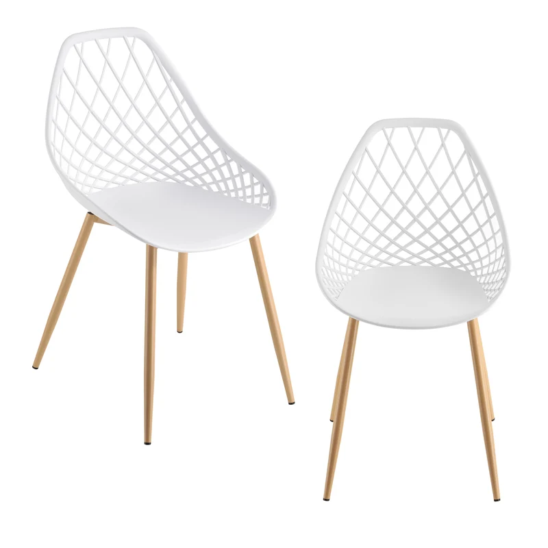 Set de 2 sillas de comedor Varsovia de plástico con aspecto de haya en.casa