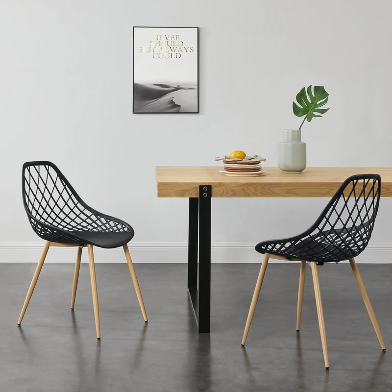Set de 2 sillas de comedor Varsovia de plástico con aspecto de haya en.casa