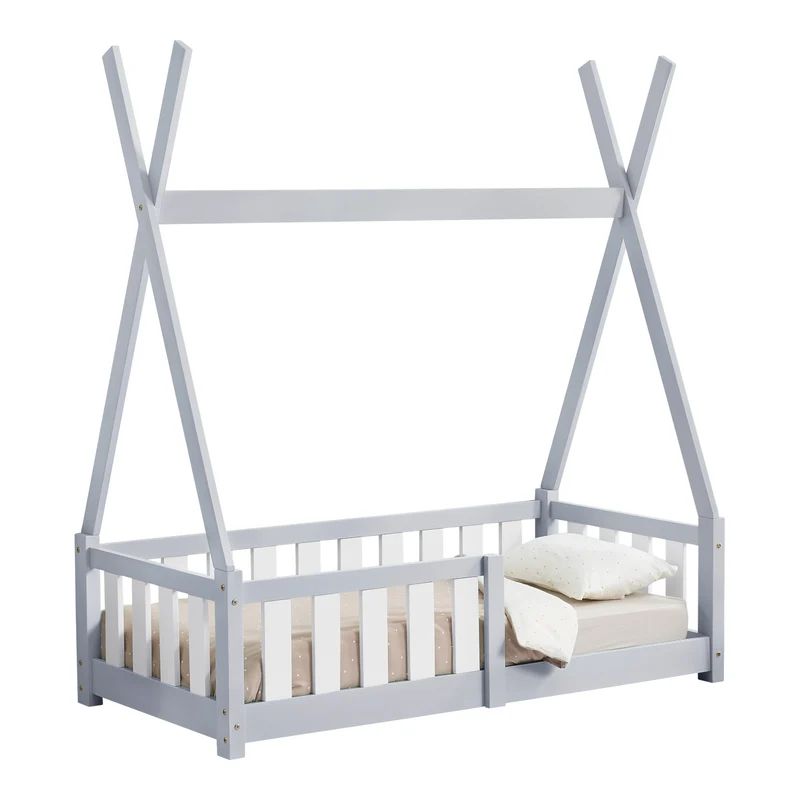Cama infantil Tipi Helsingborg con reja de seguridad pino 140x70cm [en.casa]
