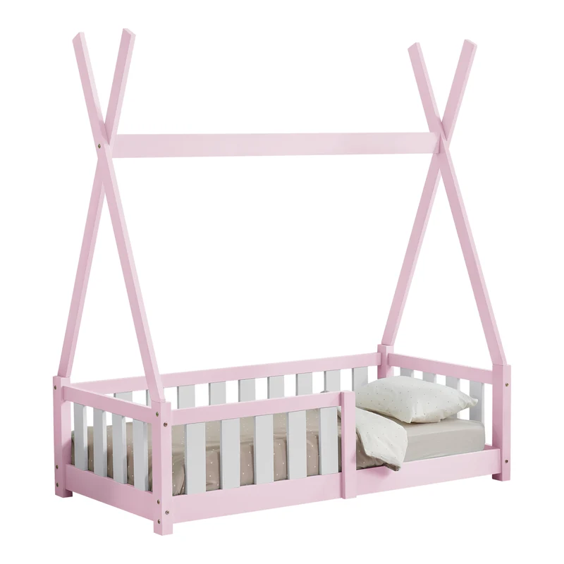 Cama infantil Tipi Helsingborg con reja de seguridad pino 140x70cm [en.casa]