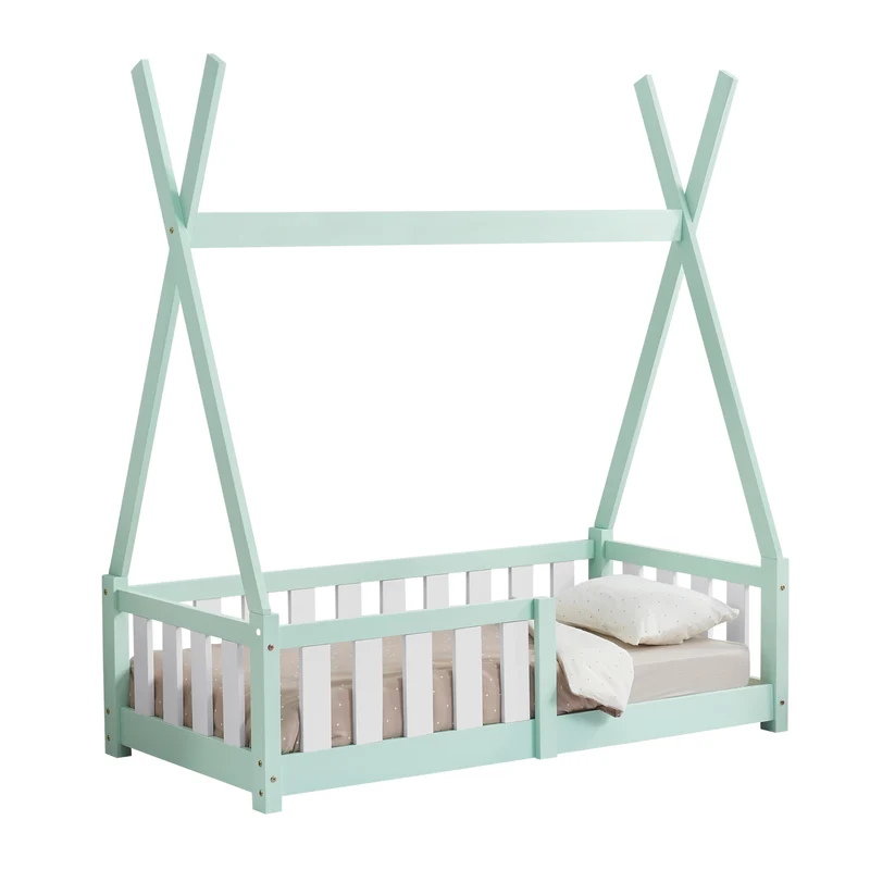 Cama infantil Tipi Helsingborg con reja de seguridad pino 140x70cm [en.casa]