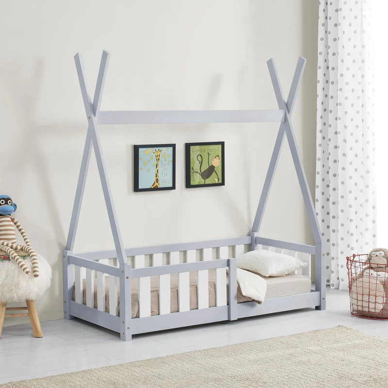 Cama infantil Tipi Helsingborg con reja de seguridad pino 140x70cm [en.casa]