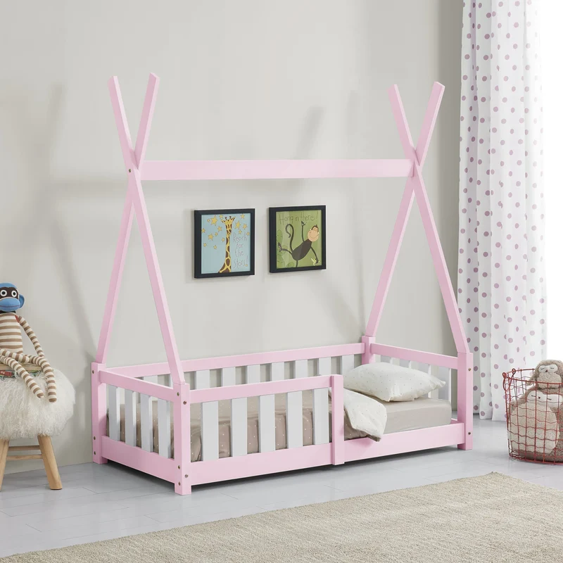 Cama infantil Tipi Helsingborg con reja de seguridad pino 140x70cm [en.casa]