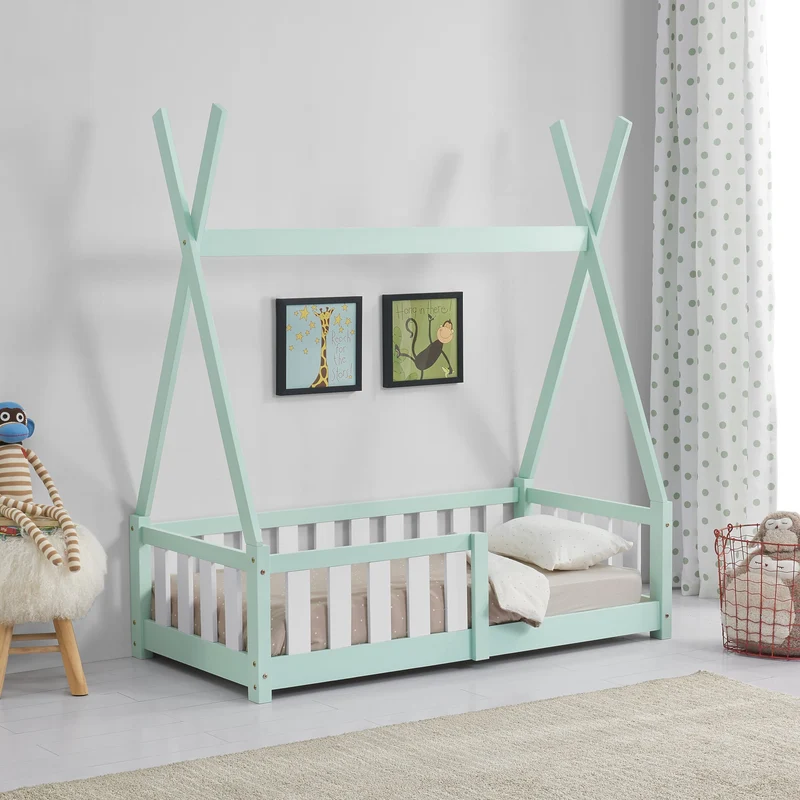 Cama infantil Tipi Helsingborg con reja de seguridad pino 140x70cm [en.casa]
