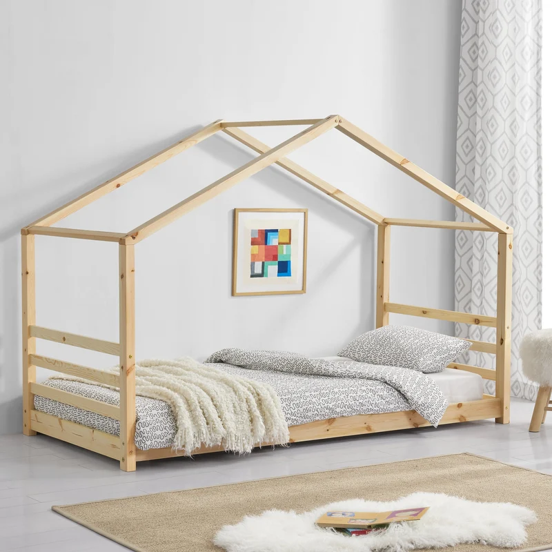 Cama para niños de Pino Vardø En diferentes medidas - Forma de casa - varios colores [en.casa]