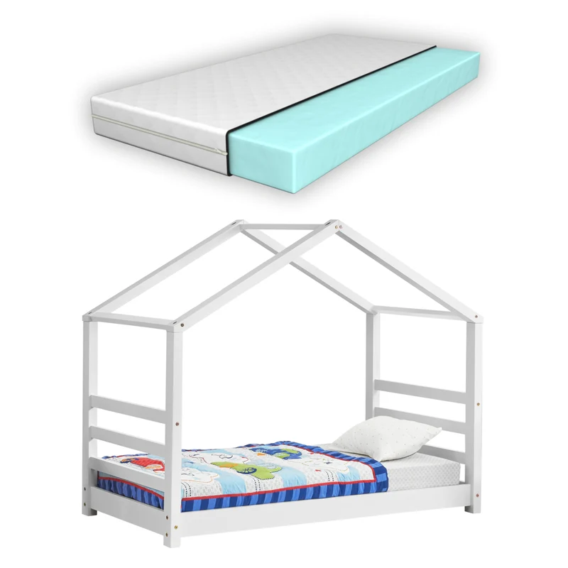 Cama infantil casa con cerca en varios colores y tamaños en.casa