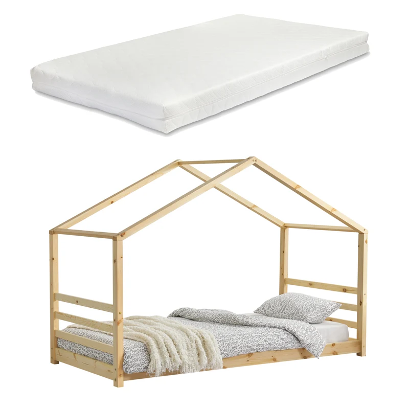 Cama infantil casa con cerca en varios colores y tamaños en.casa