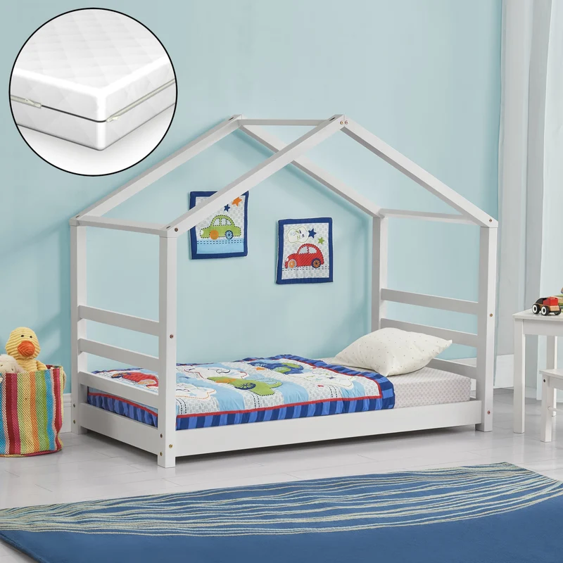 Cama infantil casa con cerca en varios colores y tamaños en.casa