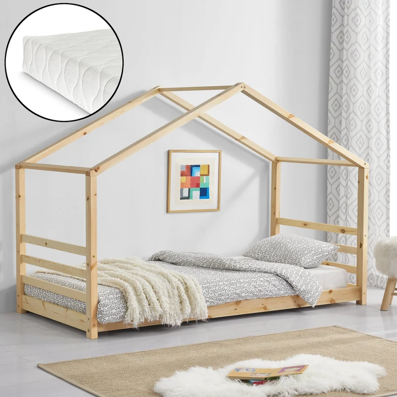 Cama infantil casa con cerca en varios colores y tamaños en.casa