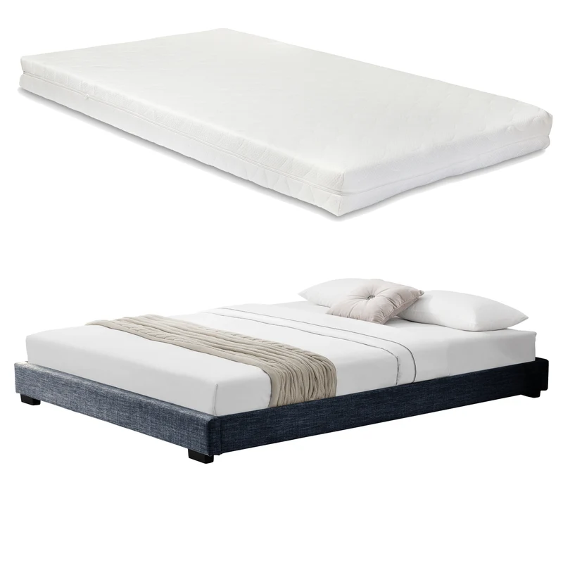 Cama tapizada Solingen de cuero sintético con colchón de espuma fría 90x200 cm Corium