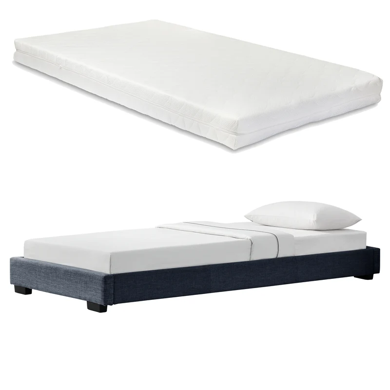 Cama tapizada Solingen de cuero sintético con colchón de espuma fría 90x200 cm Corium