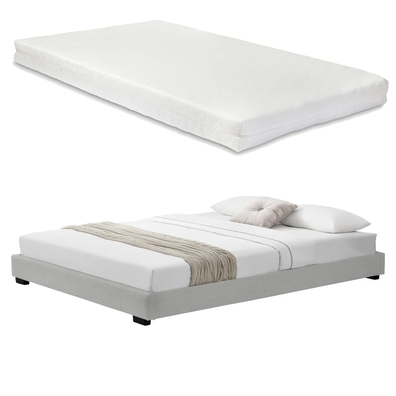 Cama tapizada Solingen de cuero sintético con colchón de espuma fría 90x200 cm Corium