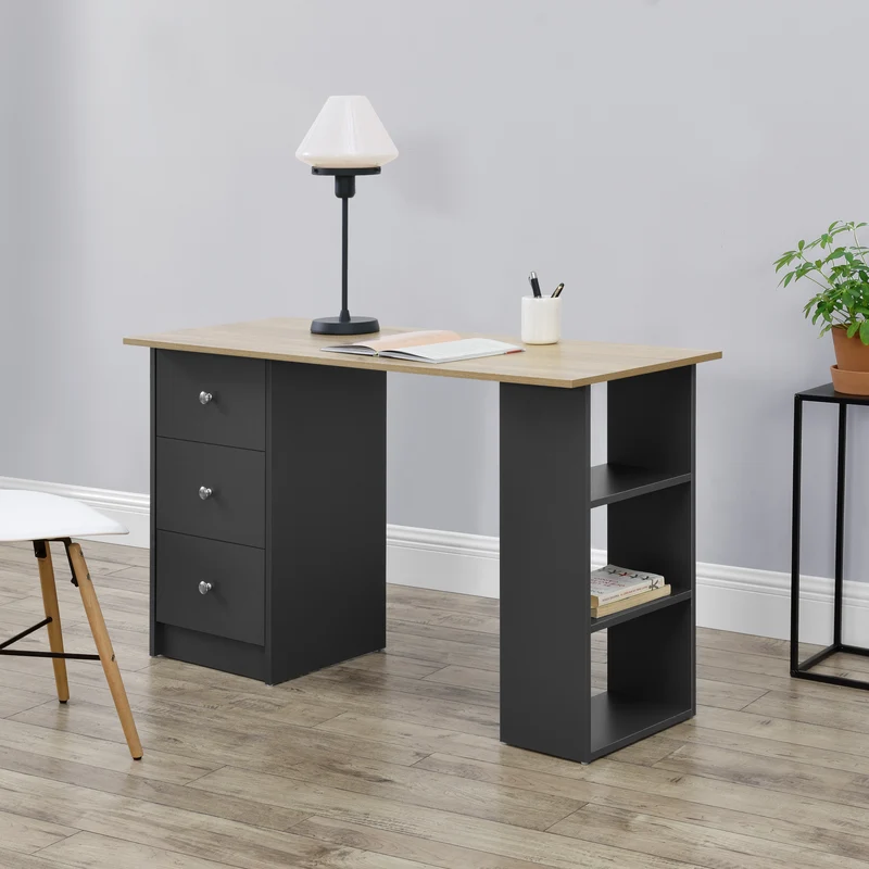 Escritorio Lemberg 120x50x72 cm con cajones + estante en.casa