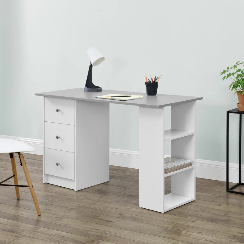 Escritorio Lemberg 120x50x72 cm con cajones + estante en.casa