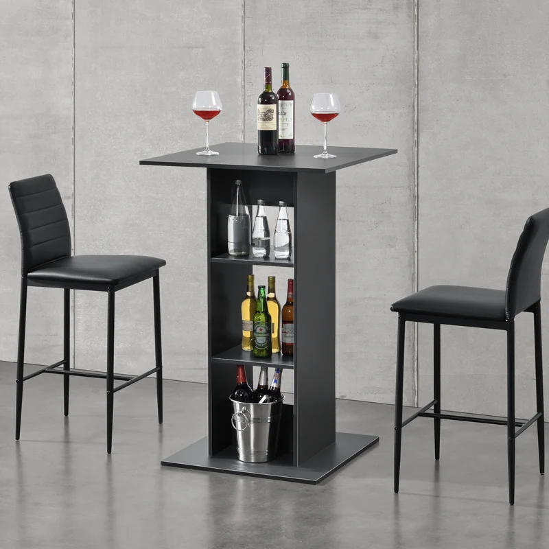 Mesa de bar Visby 110x70x70 cm con 3 estantes en.casa
