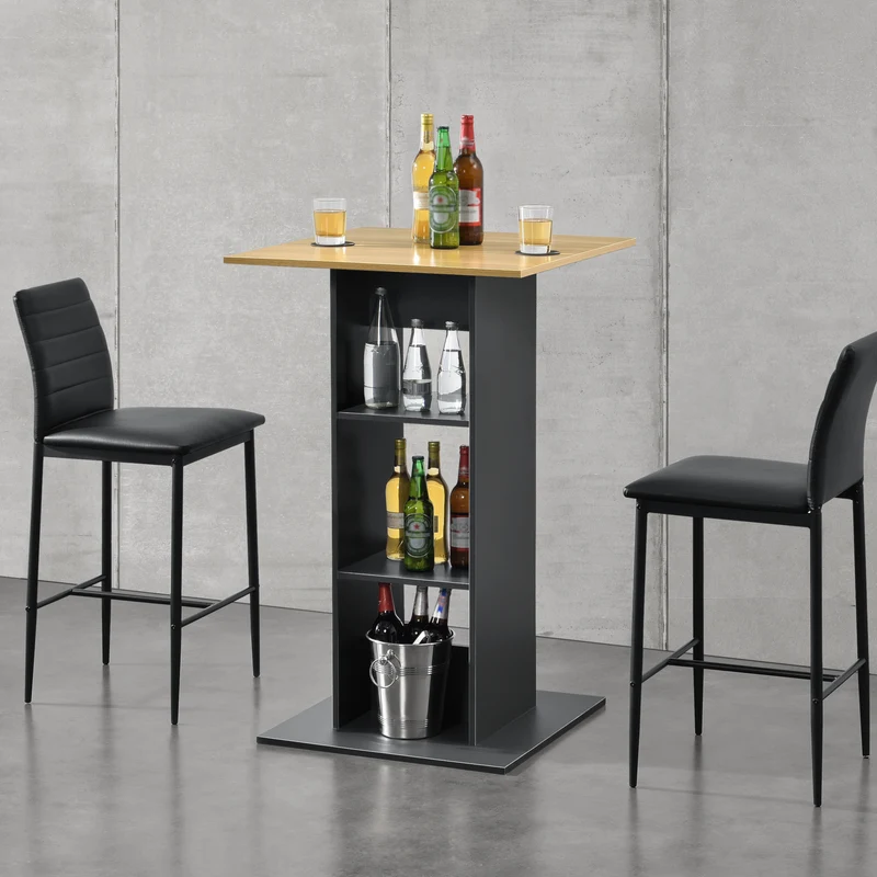 Mesa de bar Visby 110x70x70 cm con 3 estantes en.casa