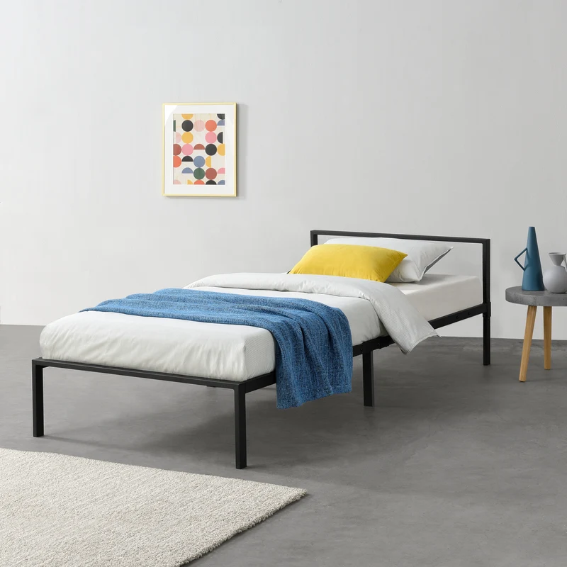 Cama de metal Imatra acero negro [en.casa]