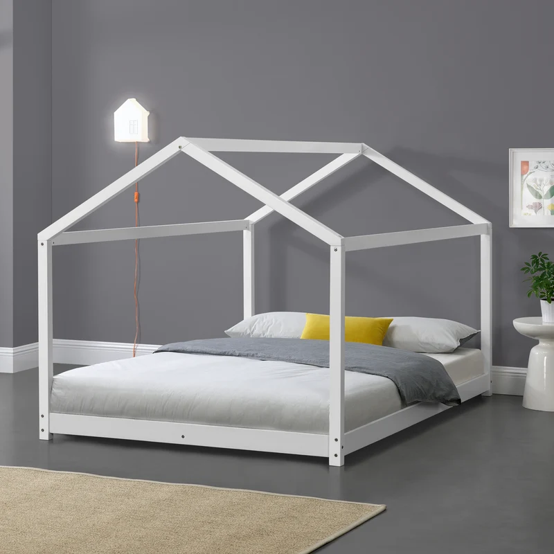 Cama para niños Cerro en forma de casa pino 120/140/160/180x200 cm - Blanco [en.casa]