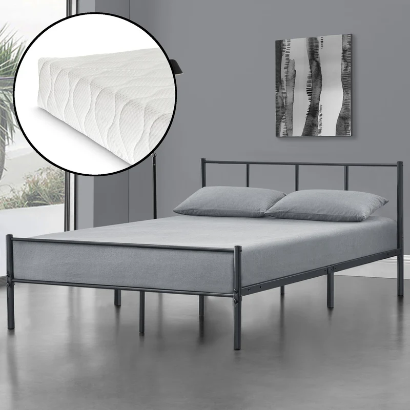 Cama de metal Laos con colchón de espuma fría en varios colores y tamaños en.casa