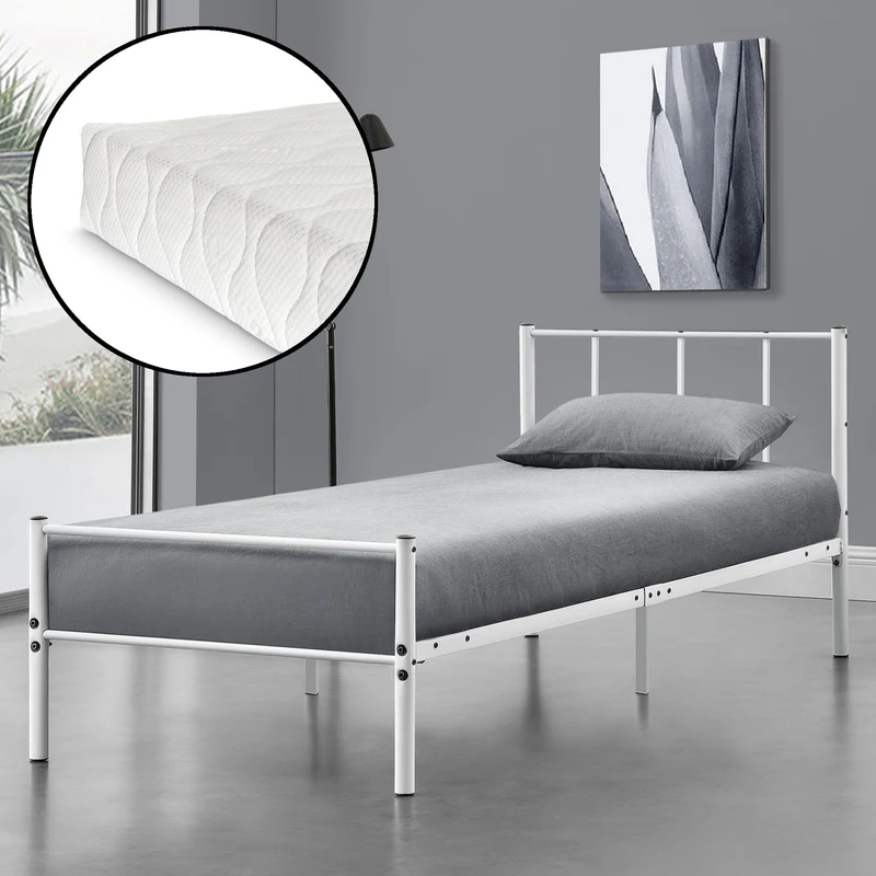 Cama de metal Laos con colchón de espuma fría en varios colores y tamaños en.casa