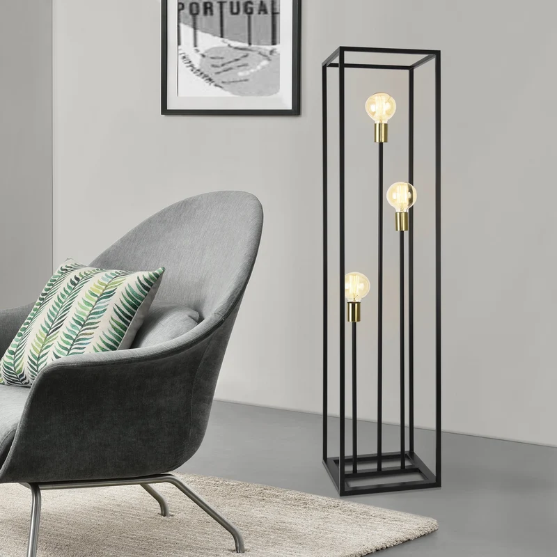 Lámpara de pie Groningen de 3 luces metal [lux.pro]