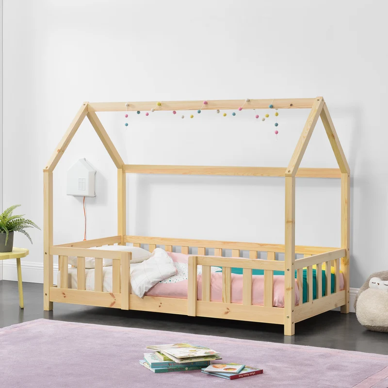 Cama para niños Sisimiut forma de casa pino [en.casa]