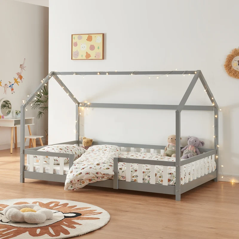 Cama para niños Sisimiut forma de casa pino [en.casa]