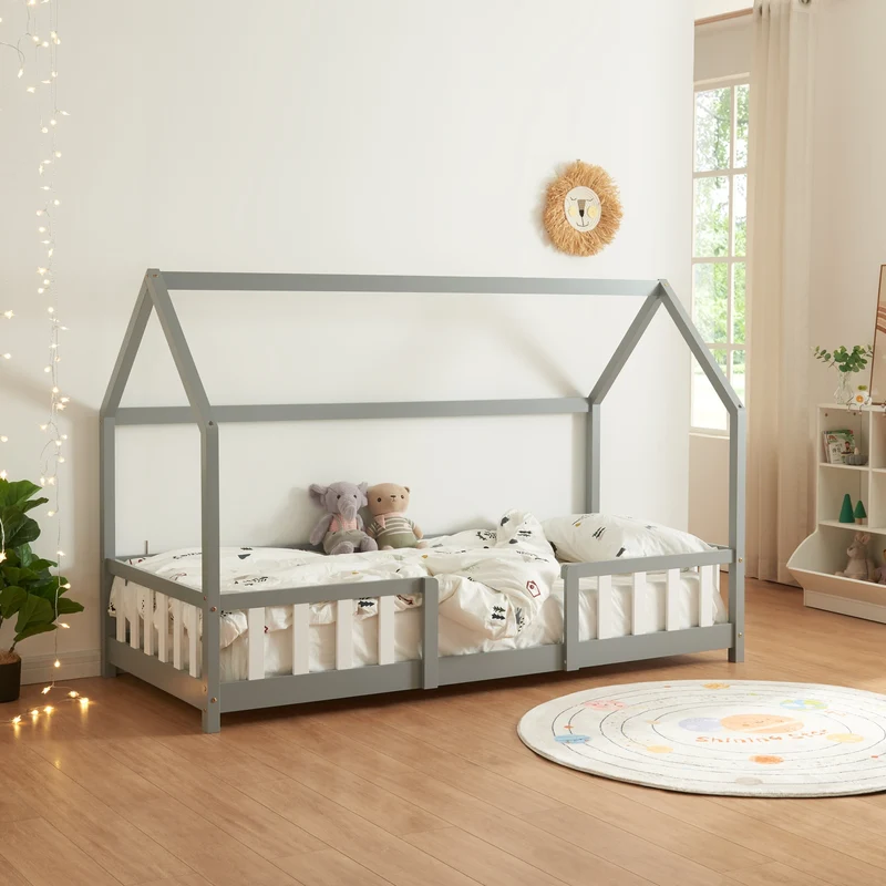 Cama para niños Sisimiut forma de casa pino [en.casa]