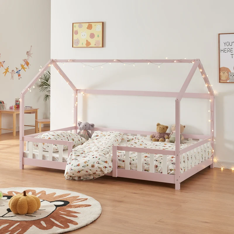 Cama para niños Sisimiut forma de casa pino [en.casa]