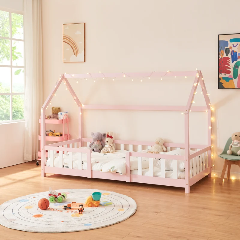 Cama para niños Sisimiut forma de casa pino [en.casa]