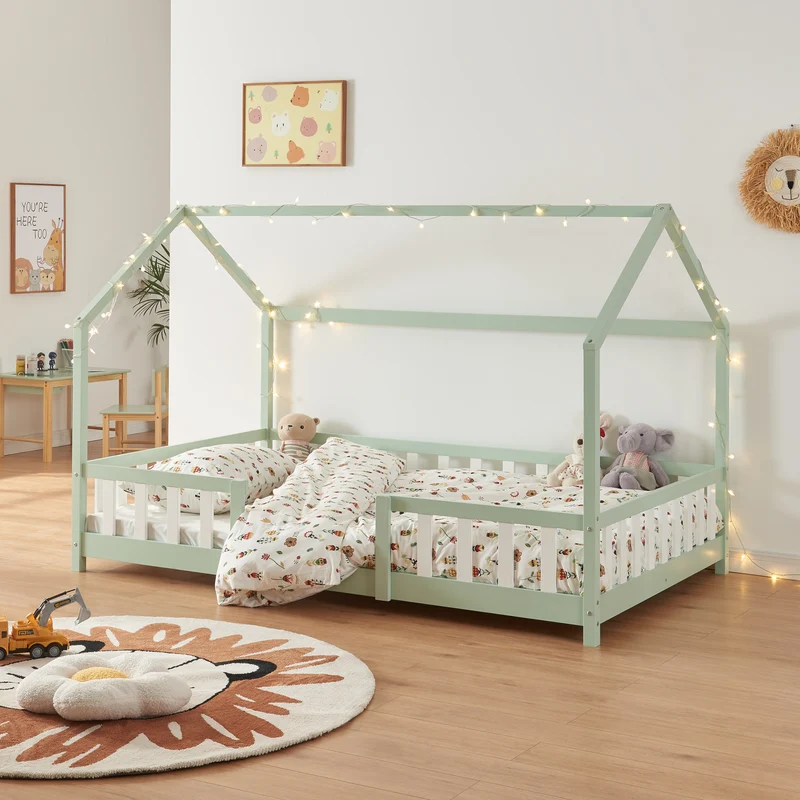 Cama para niños Sisimiut forma de casa pino [en.casa]