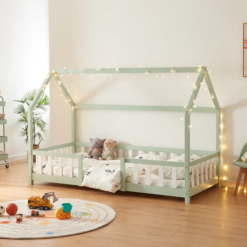 Cama para niños Sisimiut forma de casa pino [en.casa]