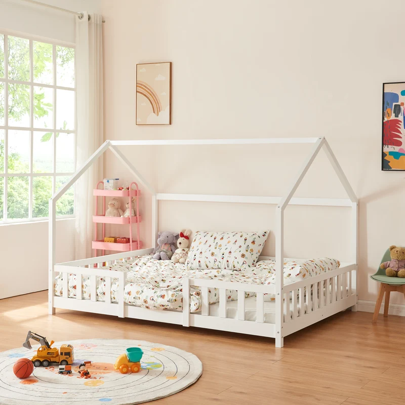 Cama para niños Sisimiut forma de casa pino [en.casa]