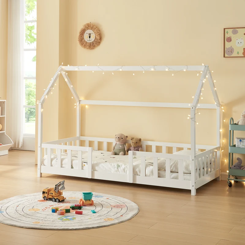 Cama para niños Sisimiut forma de casa pino [en.casa]