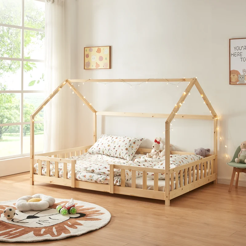 Cama para niños Sisimiut forma de casa pino [en.casa]