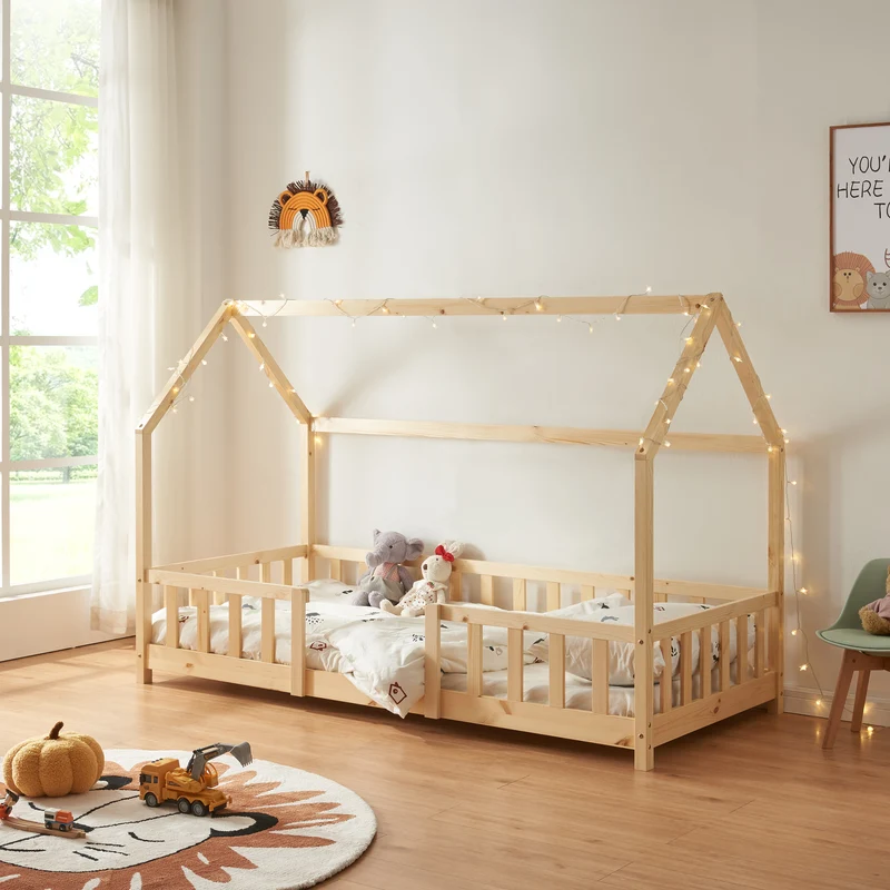 Cama para niños Sisimiut forma de casa pino [en.casa]