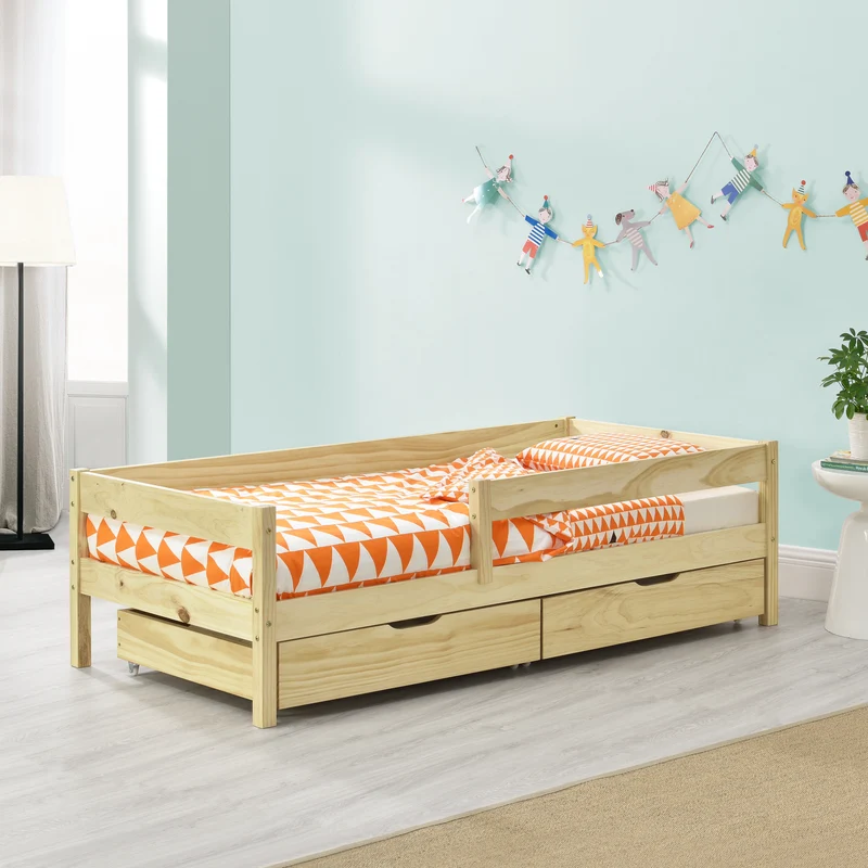 Cama para niños Borgarnes con 2 cajones y somier pino [en.casa]