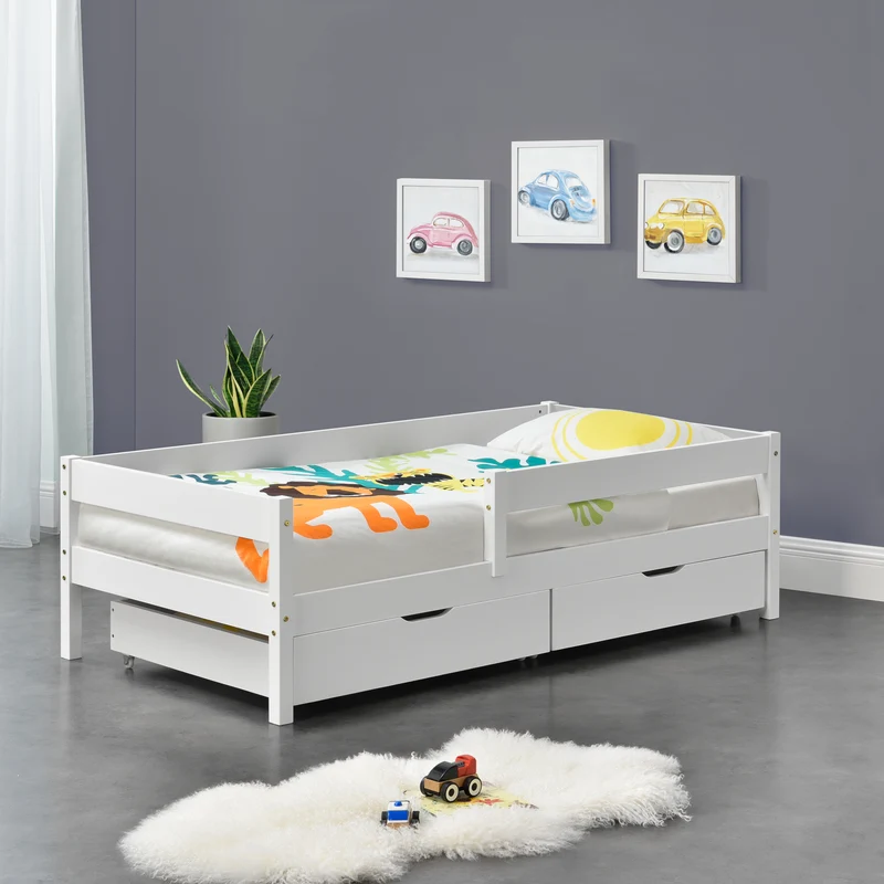 Cama para niños Borgarnes con 2 cajones y somier pino [en.casa]