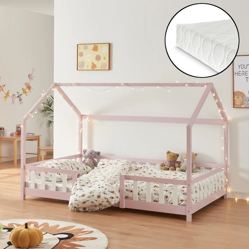 Cama para niños Sisimiut forma de casa pino + colchón [en.casa][neu.haus]