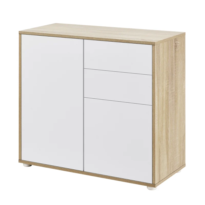 Cómoda Paarl con 2 cajones sin mango y 2 puertas 74x79x36cm [en.casa]