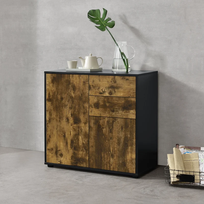 Cómoda Paarl con 2 cajones sin mango y 2 puertas 74x79x36cm [en.casa]