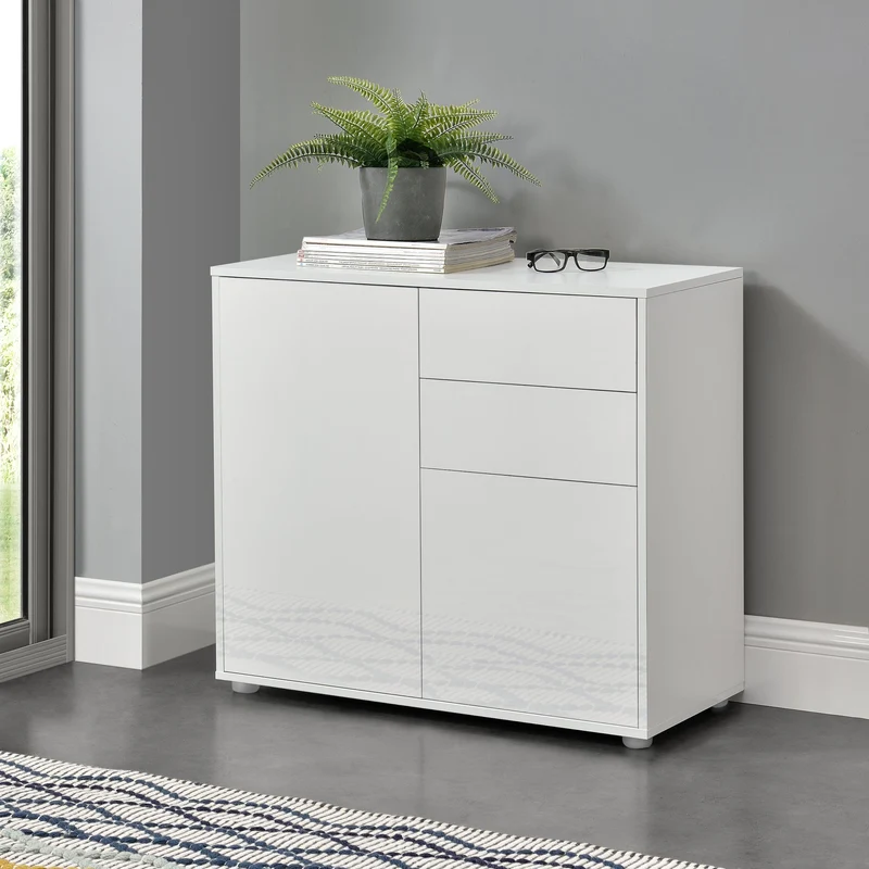 Cómoda Paarl con 2 cajones sin mango y 2 puertas 74x79x36cm [en.casa]