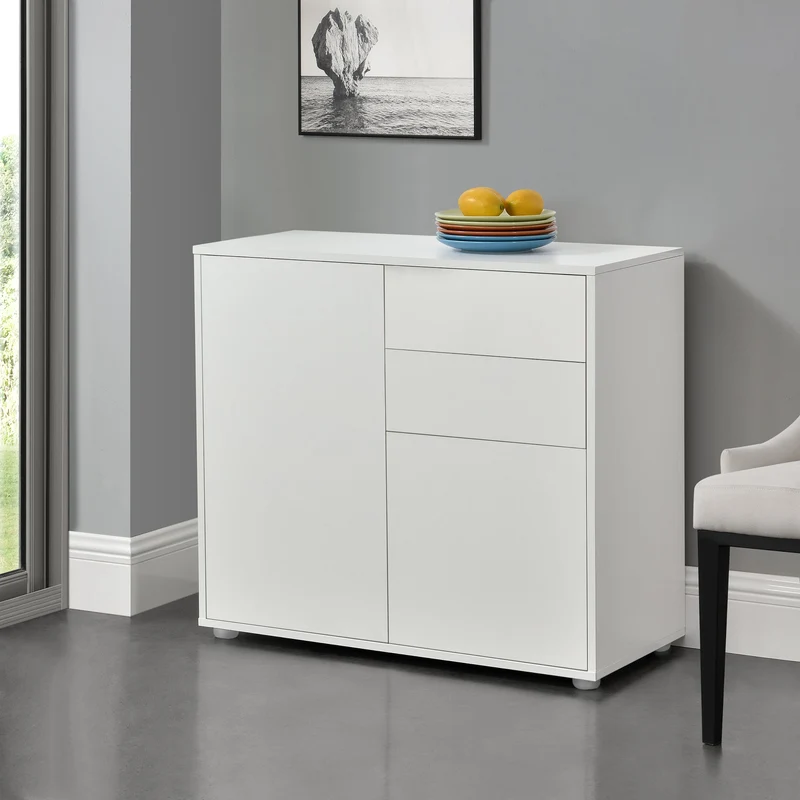 Cómoda Paarl con 2 cajones sin mango y 2 puertas 74x79x36cm [en.casa]