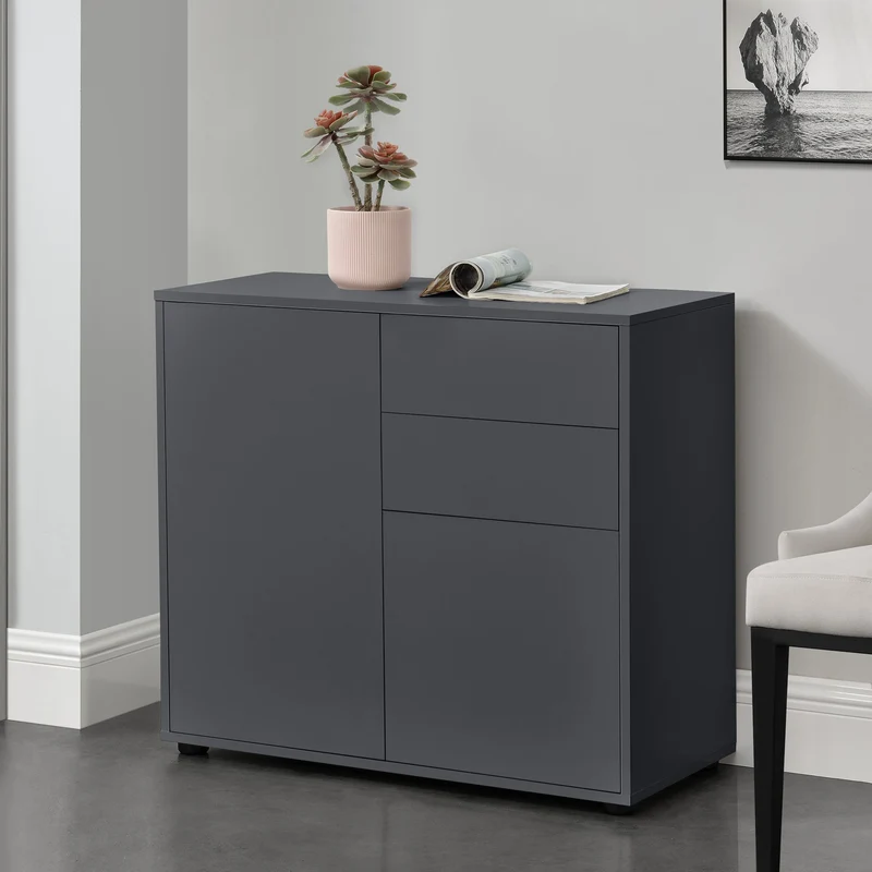Cómoda Paarl con 2 cajones sin mango y 2 puertas 74x79x36cm [en.casa]