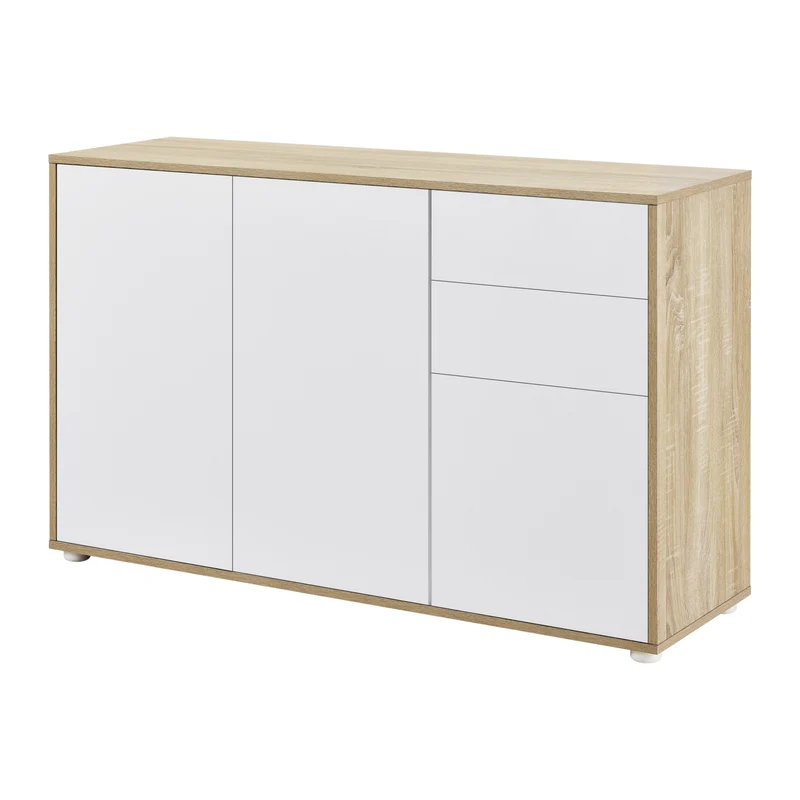 Cómoda Paarl con 2 cajones sin mango y 3 puertas 74 x 117 x 36 cm [en.casa]