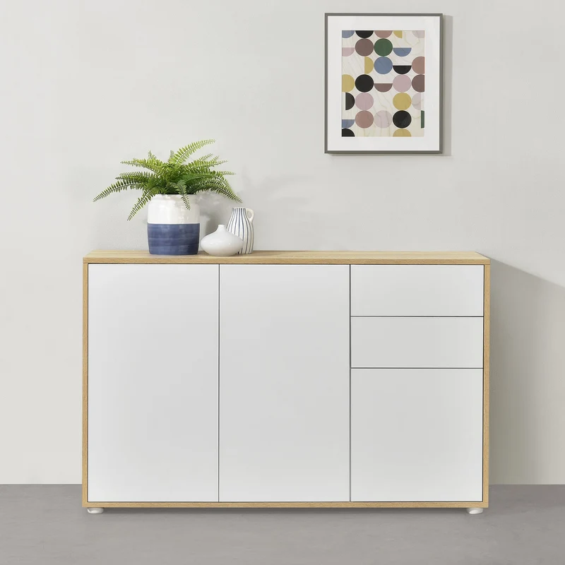 Cómoda Paarl con 2 cajones sin mango y 3 puertas 74 x 117 x 36 cm [en.casa]