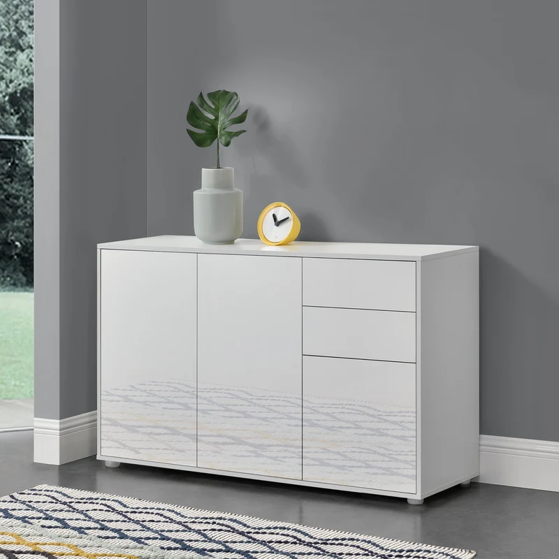Cómoda Paarl con 2 cajones sin mango y 3 puertas 74 x 117 x 36 cm [en.casa]