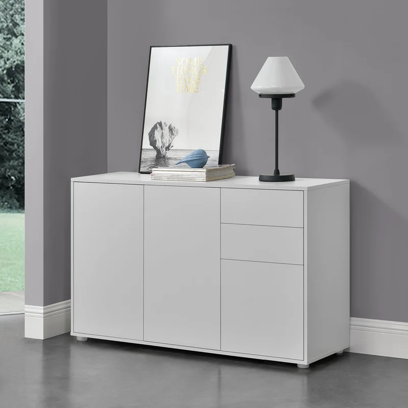 Cómoda Paarl con 2 cajones sin mango y 3 puertas 74 x 117 x 36 cm [en.casa]