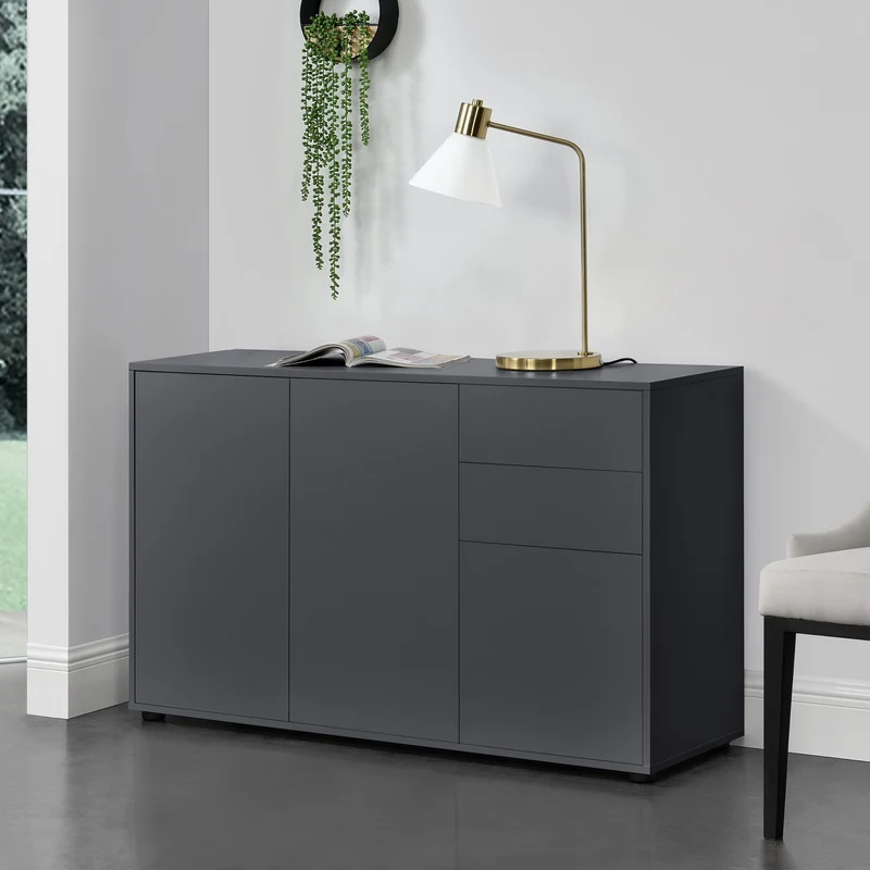 Cómoda Paarl con 2 cajones sin mango y 3 puertas 74 x 117 x 36 cm [en.casa]