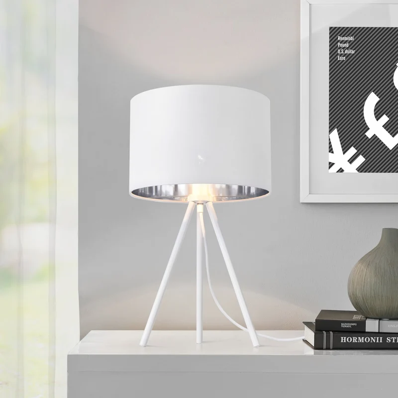 Lámpara de mesa Metz Max 40W con pantalla de tela y pies de metal lux.pro
